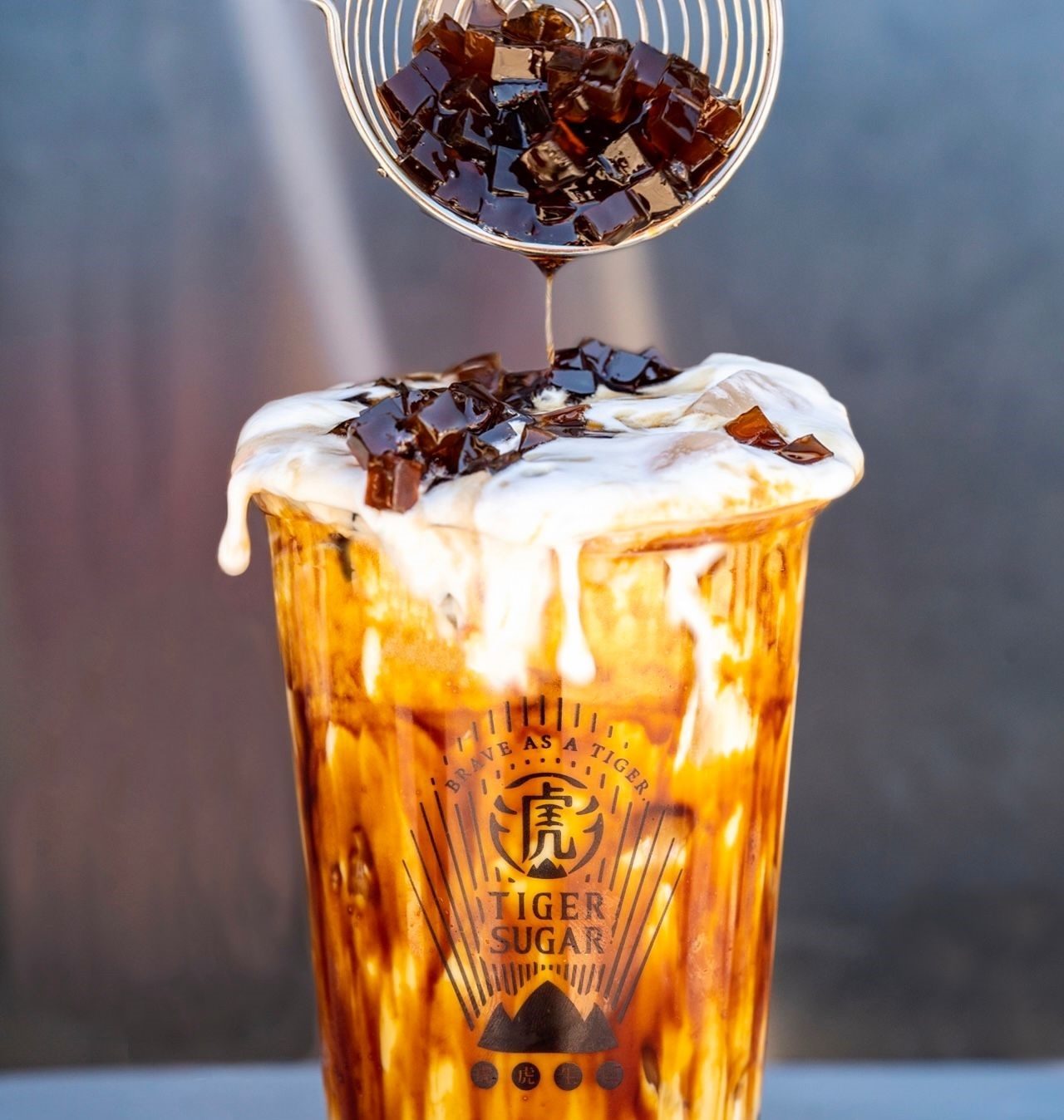 BS Milk with Boba, Pearl, Tiger Jelly & CM.