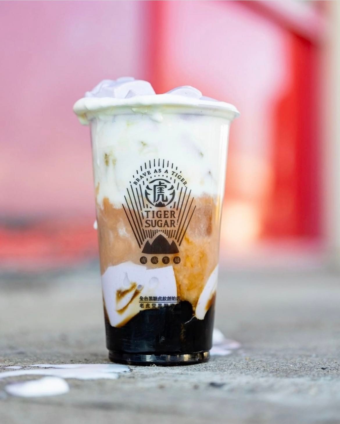 Fresh Taro, Boba & Taro Pudding Milk with Cream Mousse.